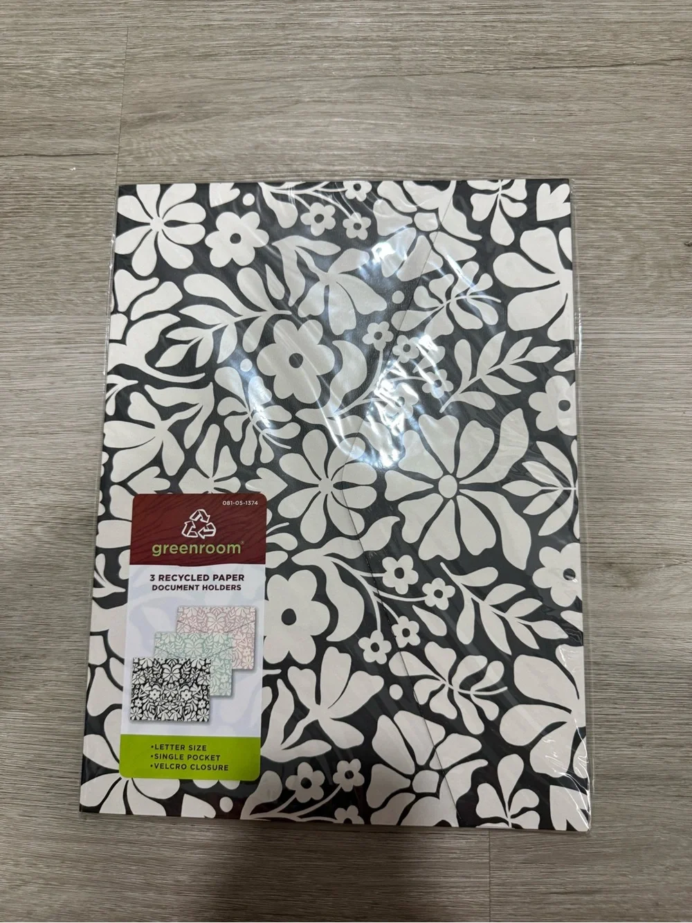 Greenroom 3-Pack Floral Recycled Paper Document Holders Letter Size